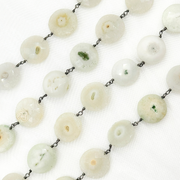 Solar Quartz Coin Shape Oxidized Wire Chain